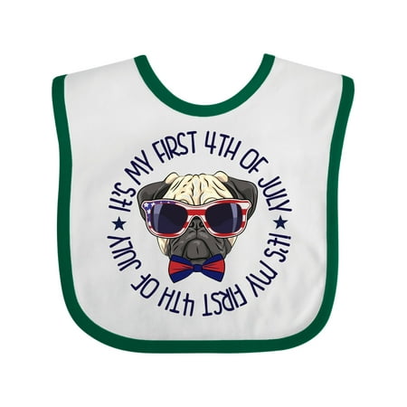 

Inktastic 1st Fourth of July Patriotic Pug Dog Gift Baby Boy or Baby Girl Bib