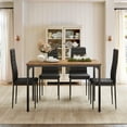 thumbnail image 3 of Aiho 5-Piece Dining Table Set for 4, Faux Marble Top & 4 Upholstered Chairs - Bar & Breakfast Nook, Retro Brown, 3 of 8