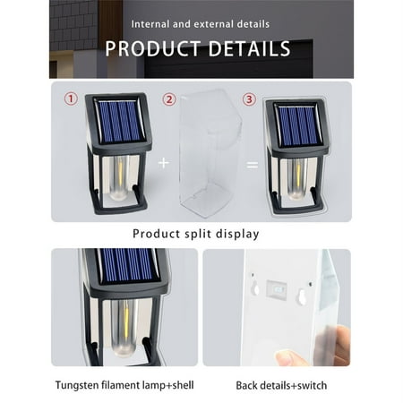 

Clearance! Mbxmh Garden Lamps Garden Light Outdoor Garden Solar Light Wall Light Induction Light Tungsten Filament Light Wall Light Black 2 Pieces 2X Solar Lights