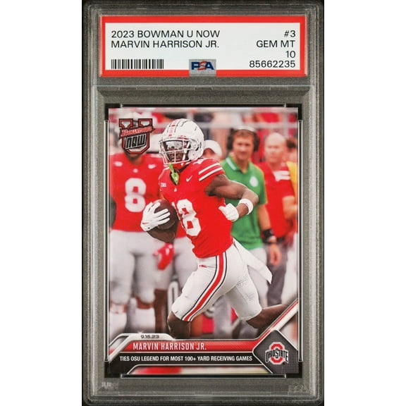 Graded 2023 Topps Bowman U Now Marvin Harrison Jr #3 Rookie RC Football Card PSA 10 Gem Mint