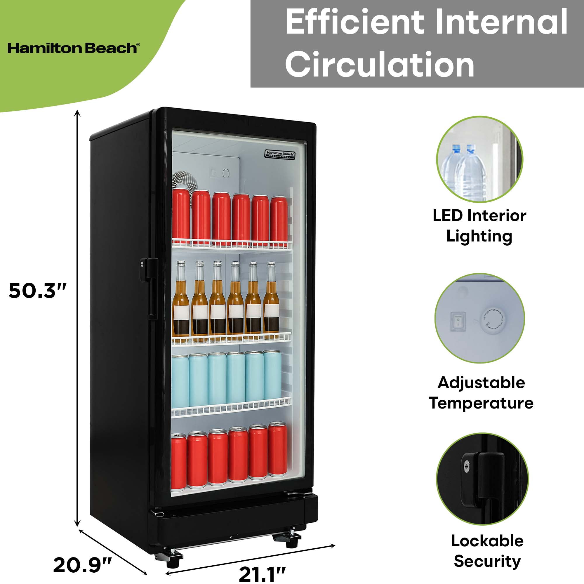 Hamilton Beach 6.0 Cu. ft. Commercial Beverage Refrigerator, Tempered Glass Door Merchandise Display Fridge