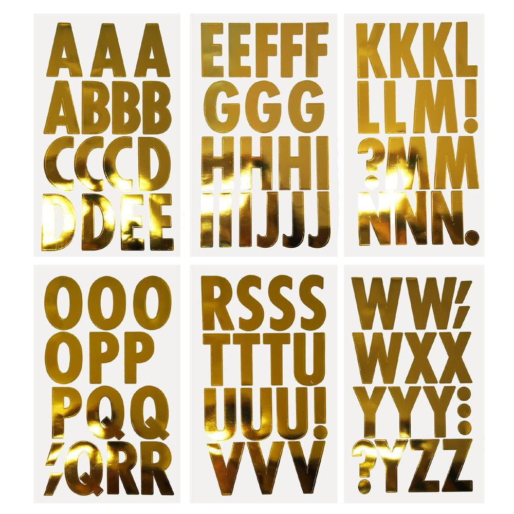 Choose 3 Sizes Gold Alphabet Decal Set Crafting Scrapbook Stick On Letters 