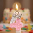 thumbnail image 4 of Pink Iridescent Number 4 Crown Cake Topper Candle Princess Theme Birthday Party Decorations for Student Girl 4Th Birthday, 4 of 6
