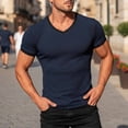 thumbnail image 2 of IhhxPro Men's Knit V-Neck Fitness Tee Quick Dry Stretchable Ribbed Workout Shirt Athletic Gym Activewear Slim Fit Casual Summer Training Top S-3XL, 2 of 9
