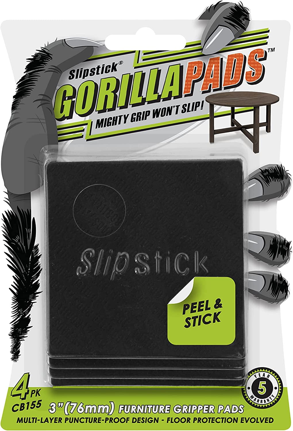 Slipstick GorillaPads Non Slip Furniture Pads/Gripper Feet Floor