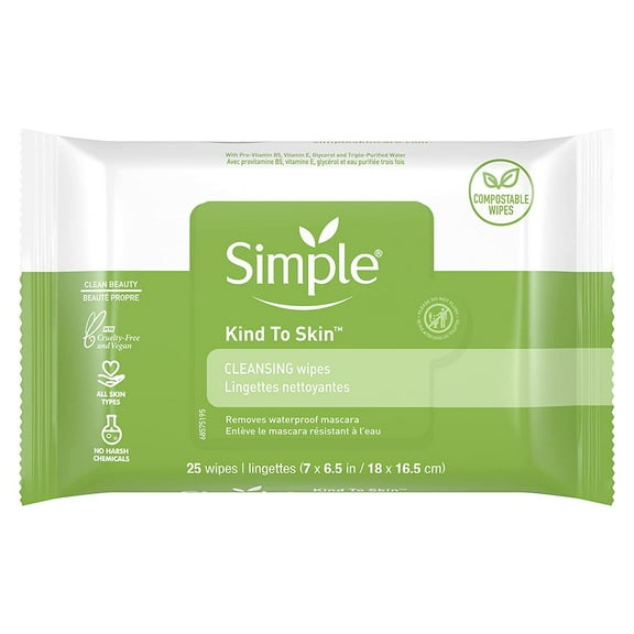 Simple Kind to Skin Facial Wipes Cleansing 25 ct (Pack of 6)