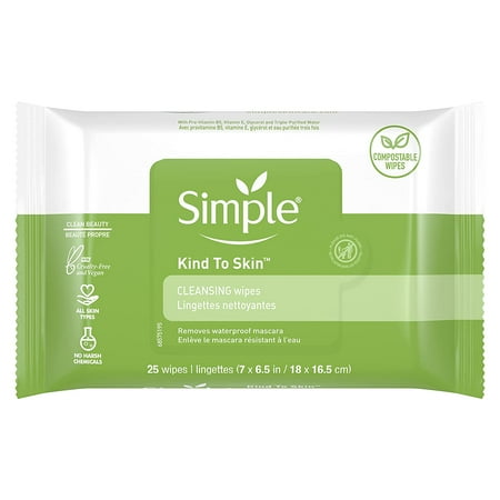 Simple Kind to Skin Facial Wipes Cleansing 25 ct (Pack of 2)