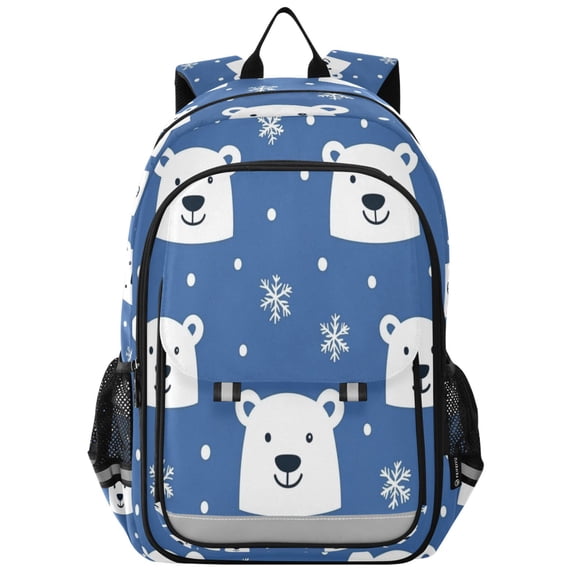 FORMRS Unisex School Backpack 17" Student Travel Bag with Laptop Compartment, White Polar Bear