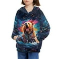 thumbnail image 3 of Xoenoiee Long Sleeve Sweater Hooded Sweatshirt Pullover Hoodies Activewear with Front Kangaroo Pocket Fall Winter Tops for Kids Travel Workout, Splatter Watercolor Bear Pattern, M, 3 of 7