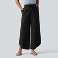 thumbnail image 2 of Laqbezok Women's Waterproof Cargo Pants, High Waist Drawstring Wide Leg Cropped Trousers with Pockets for Hiking Travel Outdoor Vacation, 2 of 8