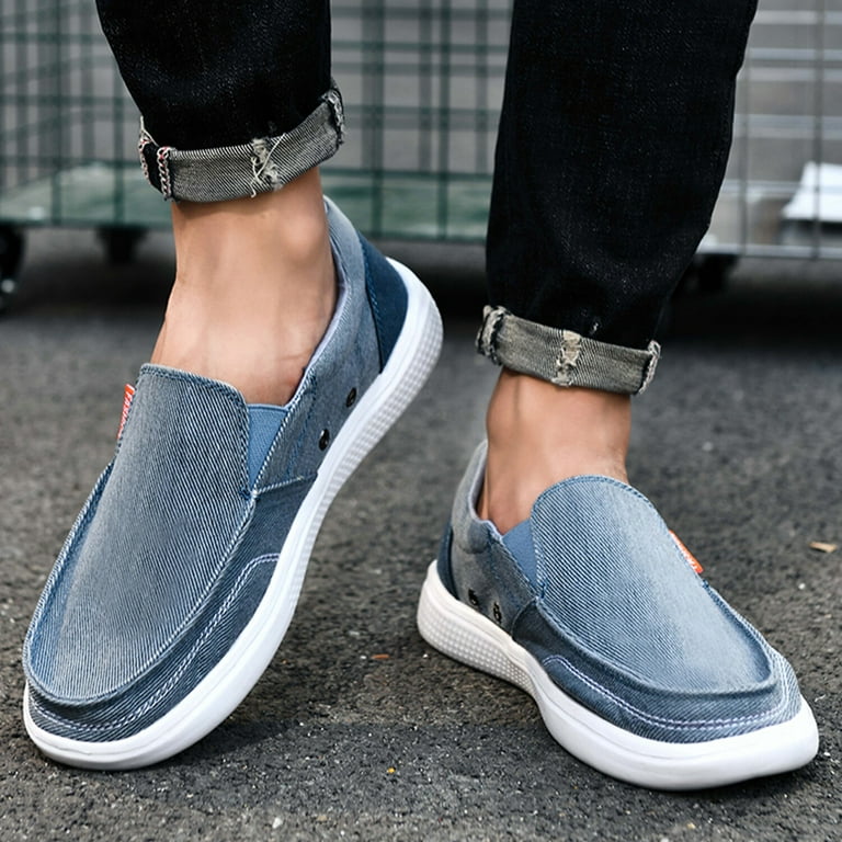 FULORIS Mens Lightweight Walking Shoes Blue Slip On Loafers Shoes