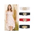 thumbnail image 4 of INSPIRE CHIC Womens Elastic Wide Waist Belts Metal Buckle Stretchy Belts for Dress 67cm/26.38"&67cm/26.38" Knot Shape Black&Oval Shape Black, 4 of 7