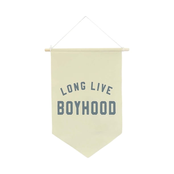 Bandera colgante de pared con el lema "Long Live Boyhood" (larga vida a la infancia) Beige