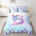 thumbnail image 2 of Manfei Initial B Letter Bedding Comforter Set 7pcs for Teens, Magic Butterfly Animal King Bedding Sets, Cartoon Dreamy Floral Reversible Bed Sheets, Ultra Soft Bedroom Decor, 2 of 7