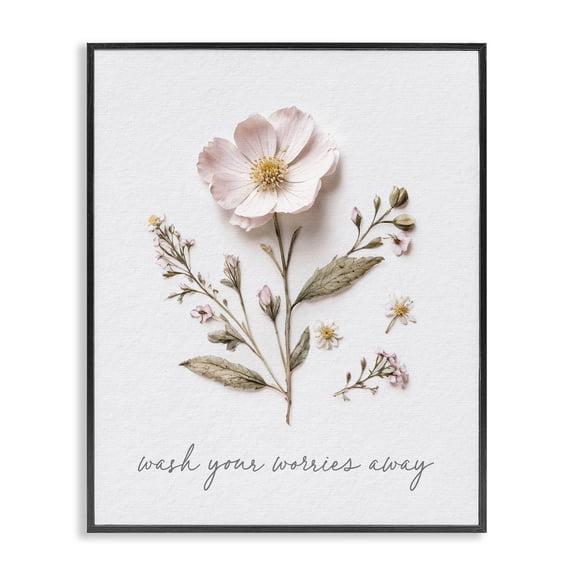 Pressed Flower Wash Worries Away Black Framed Giclee Art, design by Lettered and Lined