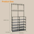 thumbnail image 3 of SortWise Shoe Rack, 5 Tier Entryway Shoe Storage Tower Organizer with Top 8 Hooks, 15-20 Pairs Space Saving Shoe Shelf Coat Hat Rack, Black, 3 of 8