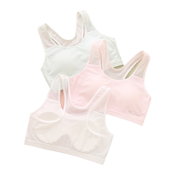 LYMAYTER Girls Sports Bra 9-13 Solid Color Breathable Seamless First for Training Bras 75-90A