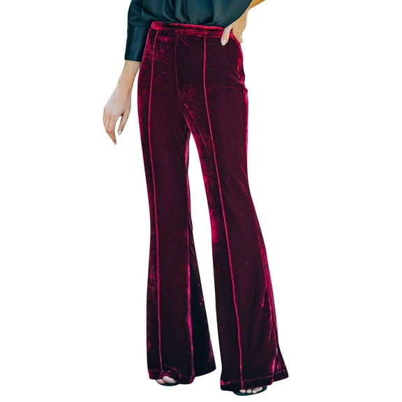 Autumn Winter Women's Golden Velvet Micro Cropped High Waisted Casual Pants