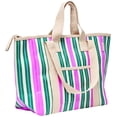 thumbnail image 5 of Sunnylife: Recycled Nylon Cooler Tote - Seagrass Green & Pink Stripe - 6 Gallon, 23x7x13" Zip Bag, Insulates Hot-Cold, Food-Drinks, Beach-Pool-Picnic, 5 of 8