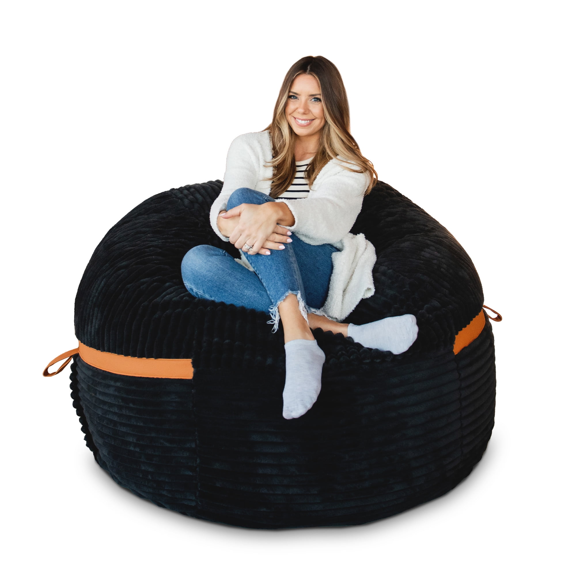 Big Joe Fuf 5Ft Oversized Foam Bean Bag Chair for Kids, Teens, Adults, Corded Plush, 5 foot Large Reading and Gaming Seat
