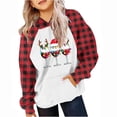 thumbnail image 1 of HAiming Sweat à Capuche de Noël Imprimé Xmas à Carreaux Color Block Manches Longues Décontracté, 1 of 5