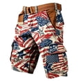 thumbnail image 5 of XAOFW Hiking Denim Workwear Shorts For Man Patriotic Red White Blue Shorts Independence Day USA Festival Cargo Shorts Holiday Vacation Versatile Bottoms L, 5 of 5
