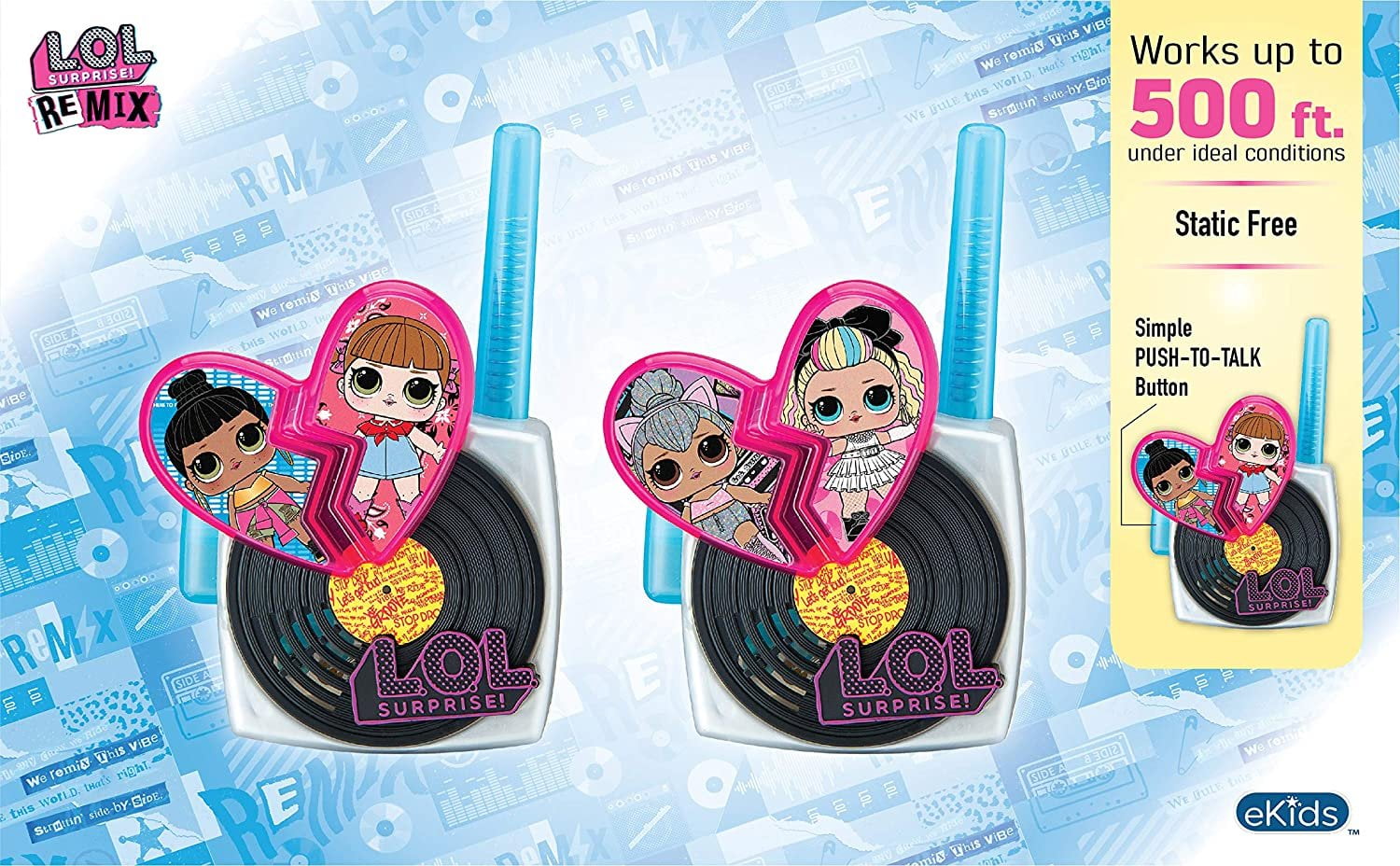 LOL Surprise Remix OMG Walkie Talkies for Kids, Long Range Static Free, Toy Phones