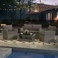 thumbnail image 4 of Costway 4 PCS Patio Furniture Set with 2 Rattan Chairs Loveseat Coffee Table Cushions Gray, 4 of 10
