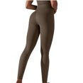 thumbnail image 2 of Cavosen Yoga Leggings for Women Brown Knitted High Waisted Butt Lifting Yoga Pants Fitness Running Exercise Tight Seamless Solid Skinny Long Pants Workout Athletic Trousers L, 2 of 5