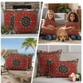 thumbnail image 5 of Red Bohemian Outdoor Waterproof Pillow Covers, Boho Flower Abstract Modern Retro Art Decorative Square Throw Pillowcase Sofa Cushion Sham for Patio/Couch/Chair, 18"x18" 2 Pack, 5 of 8