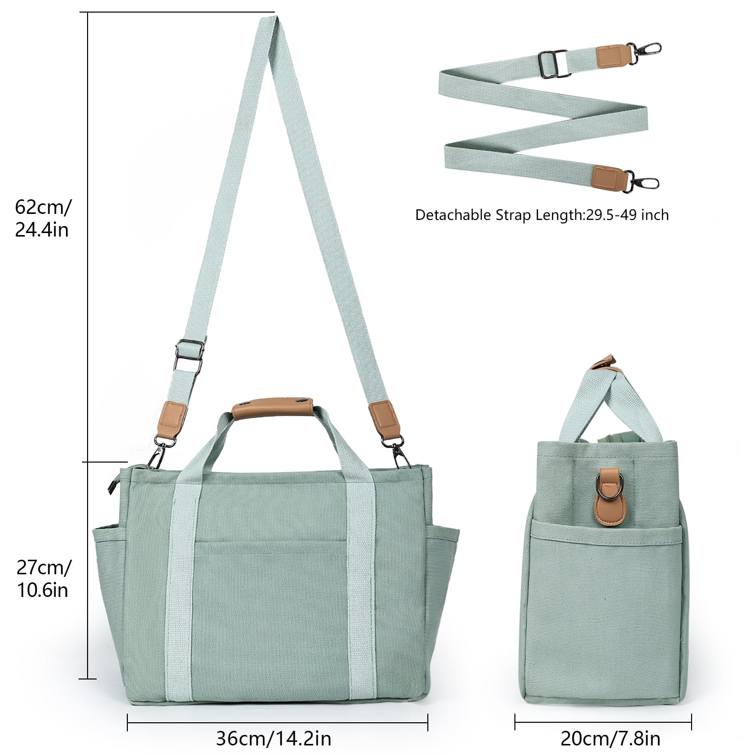 Large Canvas Tote Bag for Women With Pockets, Cute Crossbody Shoulder Purses Handbag for Work Travel