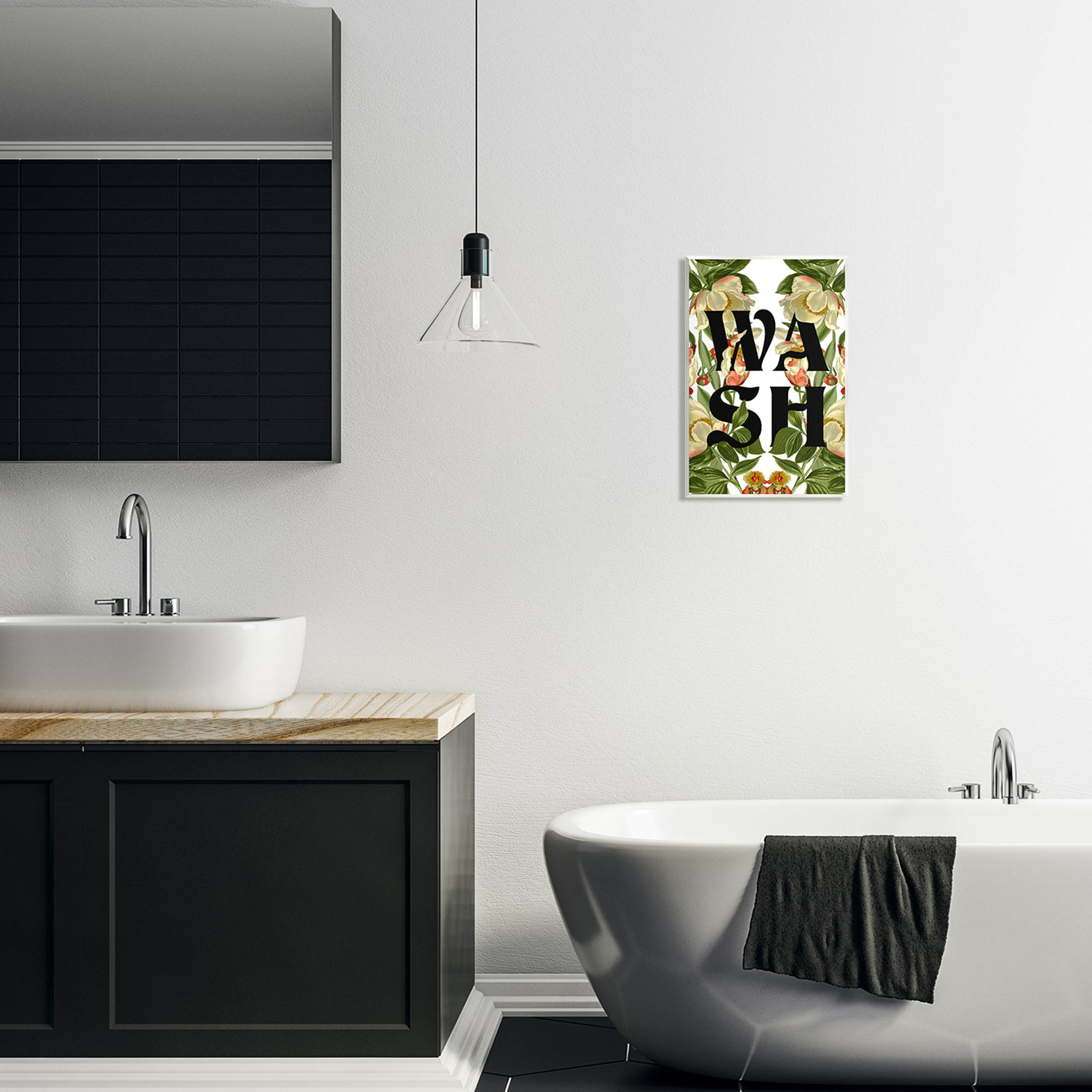 Wash Flower Blossom Bath Sign Botanical & Floral Graphic Art Unframed Art Print Wall Art