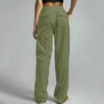 thumbnail image 5 of qolati Women's Baggy Cotton Linen Pants Drawstring Elastic Waist Comfy Lounge Pants Casual Wide Legs Loose Fit Palazzo Long Pants, 5 of 5