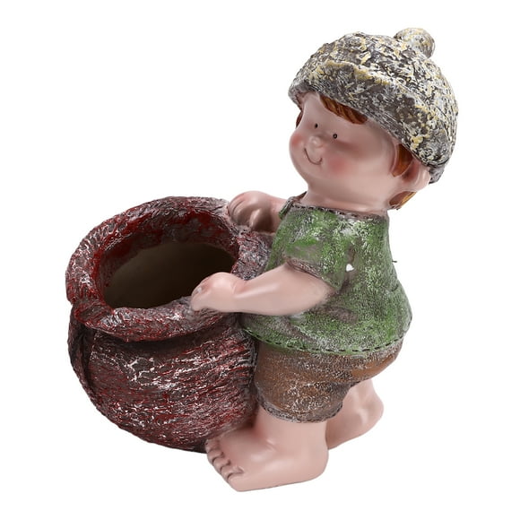 Flower Pot Ornament, Vivid Real Textured Exquisite Plant Pot Cartoon Kid Shape for Garden Lawn for Desk Decoration