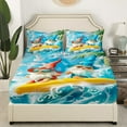thumbnail image 3 of Erosebridal Gnome Surfing Sheet Set Twin,Ocean Sea Bedding Sets Twin Size,Summer Holiday Twin Sheet Sets,Microfiber Cartoon Bedroom Decorative,3pcs, 3 of 7