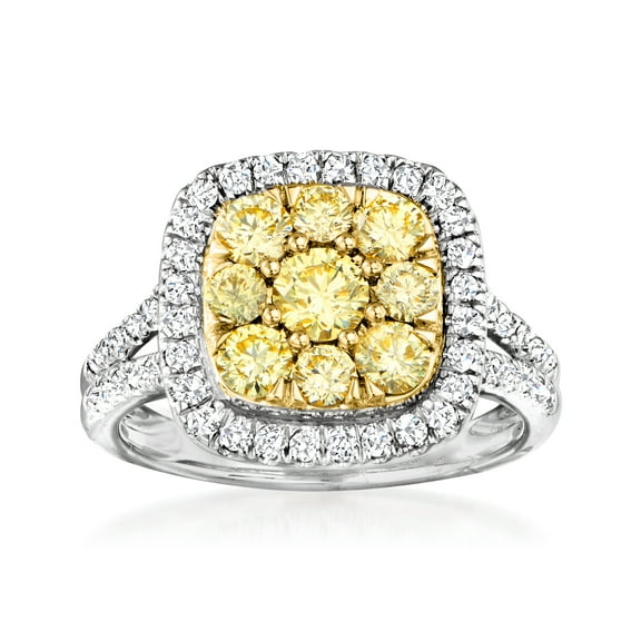 Ross-Simons 1.50 ct. t.w. Yellow and White Diamond Ring in 14kt 2-Tone Gold, Women's, Adult
