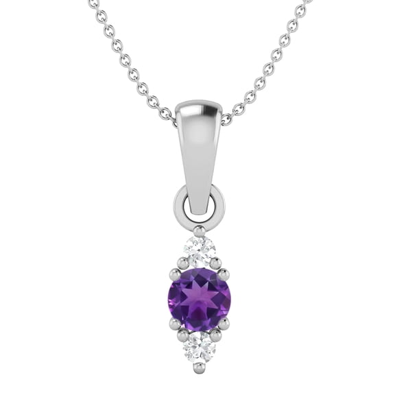 4 MM Round Natural Amethyst 925 Silver Classic Delicate Women Valentines Day Gifts Necklace