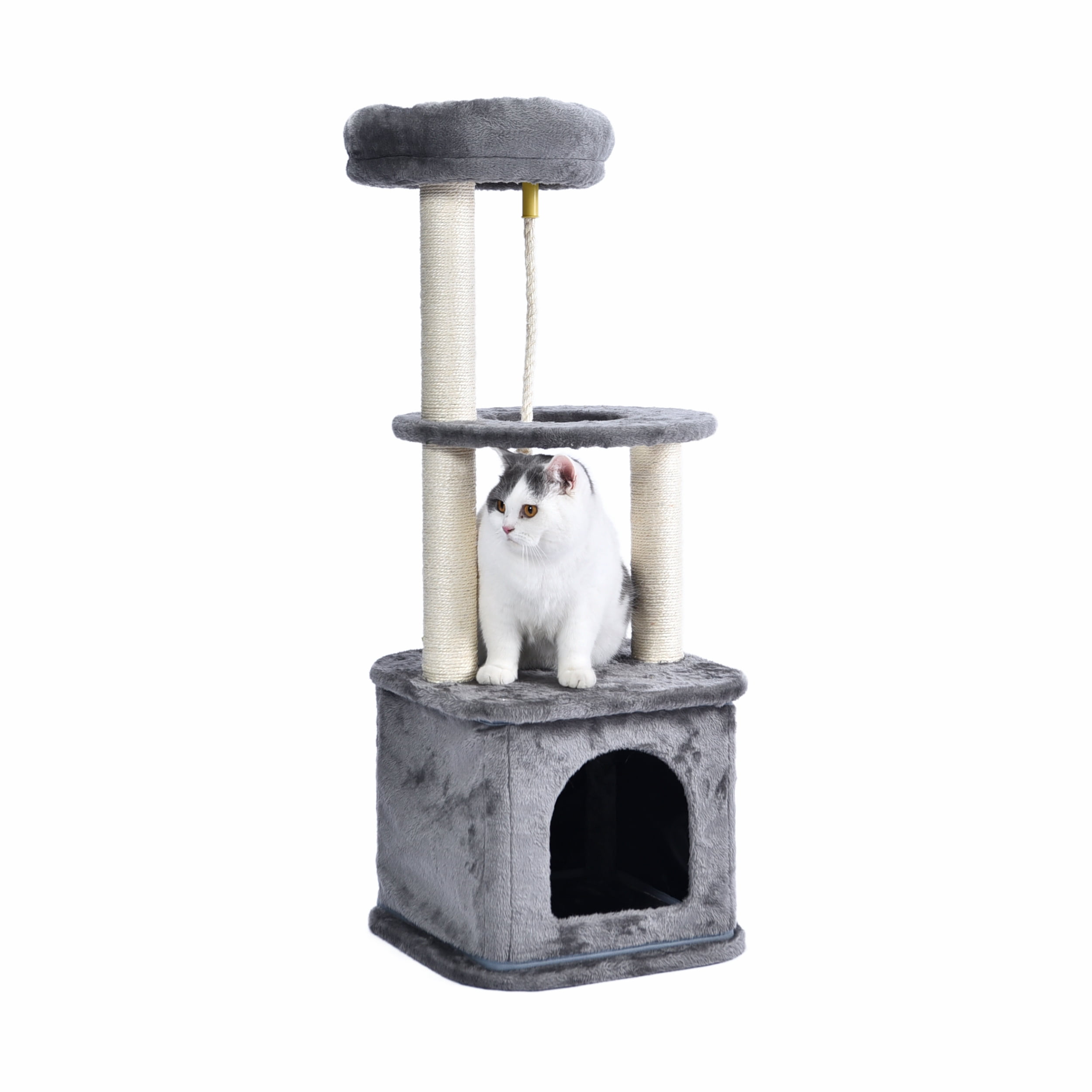 Vibrant Life 4-Level Cat Tree Tower with Condo and Sisal Post, Gray, 39.4 in