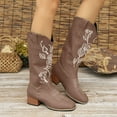 thumbnail image 2 of Mostsola Square Toe Cowboy Boots for Women Floral Embroidered Cowgirl Western Boots Wide Calf Boots, 2 of 7