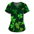 thumbnail image 4 of BiZtdJrK Womens Scrub Tops 2025 St Patricks Day Clover Print Tees V Neck Short Sleeve Medical Nursing Working Uniform Casual Holiday Outfits Multicolor L Hoy Oferta Flash, 4 of 5