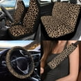 thumbnail image 2 of Uorisanigo Brown Leopard Print 10 Pcs Cars Seat Covers Sets Car Steering Wheel Cover Car Seat Belt Cover Auto Water Cup Coaster Keychains Comfortable Anti-slip Auto Interior for Cars SUVs, 2 of 7