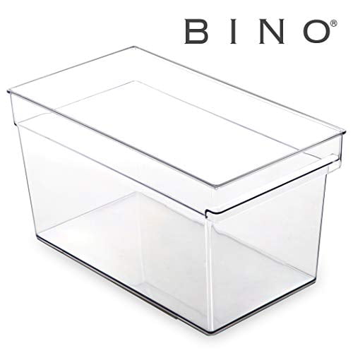 BINO Clear Plastic Storage Bin with BuiltIn Pull Out Handle (Deep