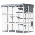 thumbnail image 6 of Topcobe Large Outdoor Catio Cat Enclosure with Hammock, Condo, Jump Platforms, Ladders, Ramps, Tarp, for 2-4 Large Cats, Outside Pet Shelter, Small Animal Habitat, Gray, 6 of 10