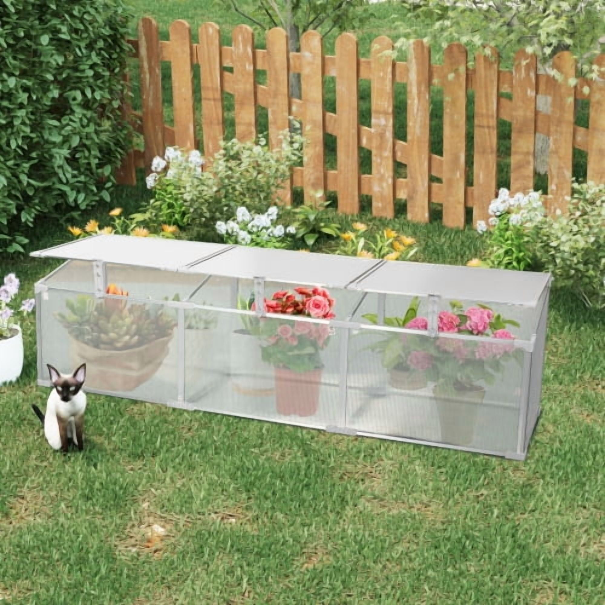 6x2 FT Heavy Duty Polycarbonate Greenhouse - Walk-in Aluminum Frame Greenhouse with Sliding Doors, Roof Vent & Raised Base - All Season Outdoor Garden Greenhouse for Backyard, Patio