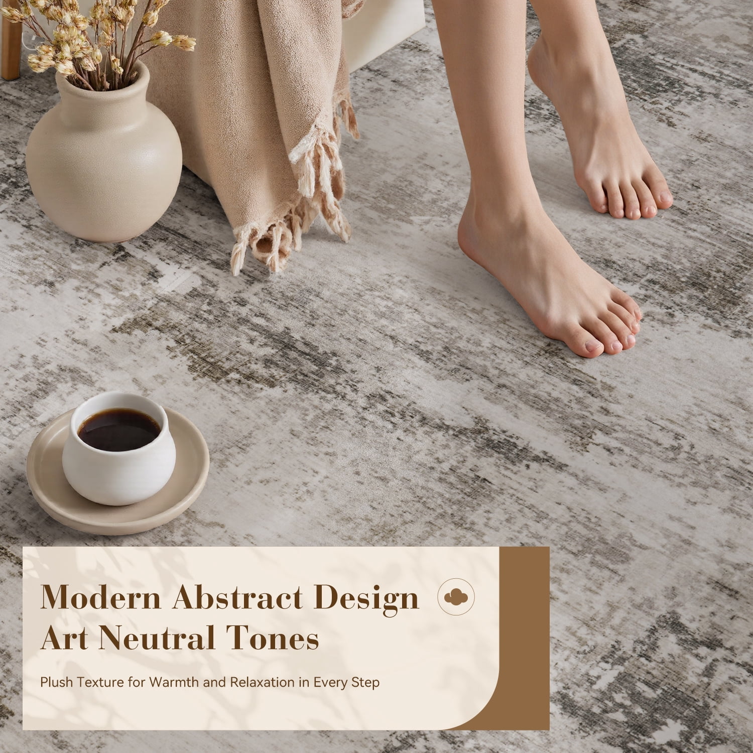 VUNATE 8'x10' Area Rugs for Living Room Marble Swirl Abstract Rug Ultra Soft Washable Rugs for Bedroom Anti Slip Durable Carpet Home Decor for Dining Room Taupe