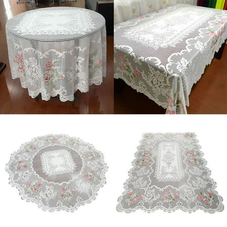 

Stylish Round/Rectangle Lace Flower Tablecloth Dining Table Cover Runner Decor