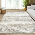 thumbnail image 6 of Homhougo 9x12 Machine Washable Geometric Area Rug, Soft Low Pile Non-Slip Modern Striped Carpet for Living Room, Bedroom, Nursery, Office, Brown, 6 of 8