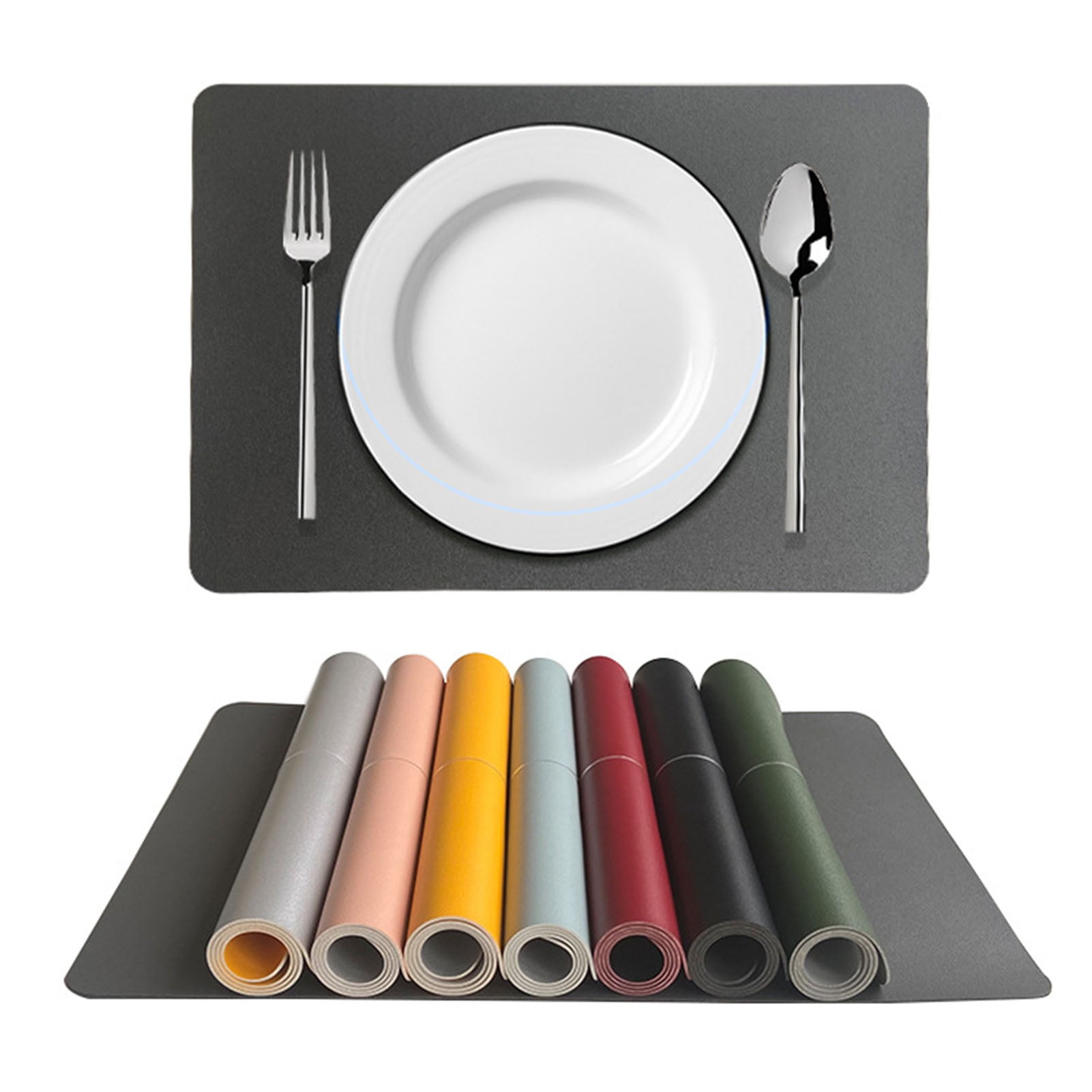 Waterproof PU Placemats, Faux Leather Dinging Table Mat, Easy to Clean placemat for Dining Table