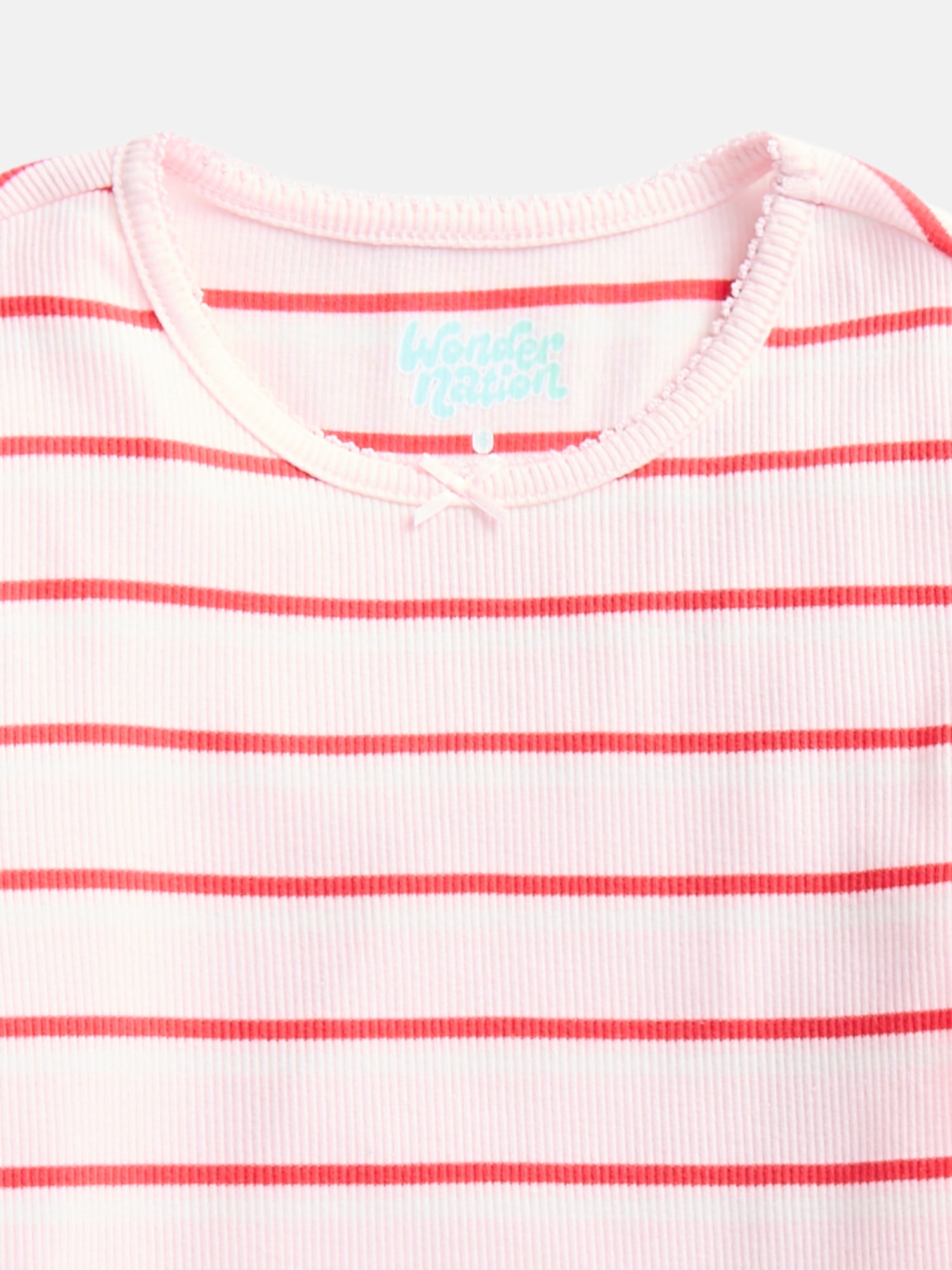 Wonder Nation Girls Crewneck Tee with Long Puff Sleeves, Sizes 4-10