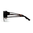 thumbnail image 4 of Mens Half Rim Flat Top Mobster Squared Shield Sunglasses Tortoise Brown, 4 of 4